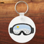 Illustratie Uitzicht Ski Goggles Mountain Sleutelhanger (Voorkant)