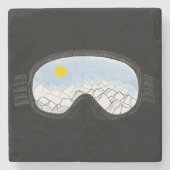 Illustratie Uitzicht Ski Goggles Mountain Stenen Onderzetter (Voorkant)