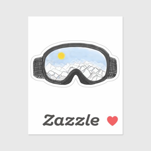 Illustratie Uitzicht Ski Goggles Mountain Sticker (Vel)