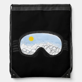 Illustratie Uitzicht Ski Goggles Mountain Trekkoord Rugzakje