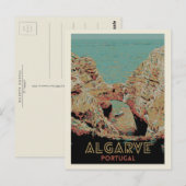 Illustratie Uitzicht van de Zonnekust van Algarve, Briefkaart (Voorkant / Achterkant)