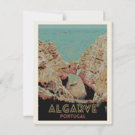 Illustratie Uitzicht van de Zonnekust van Algarve, Briefkaart