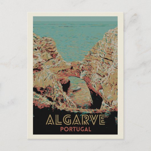 Illustratie Uitzicht van de Zonnekust van Algarve, Briefkaart (Voorkant)