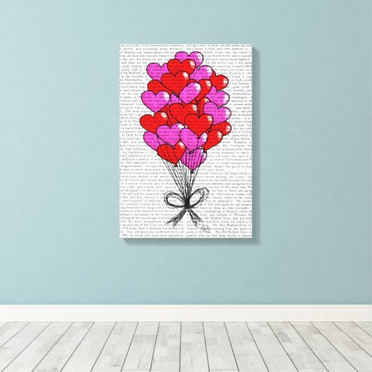 Illustratie valentijn hartballon canvas afdruk (Insitu (Houten vloer))