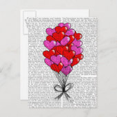 Illustratie valentijn hartballon feestdagenkaart (Voorkant / Achterkant)