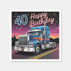 Illustratie van 40e verjaardag van vrachtwagen servet