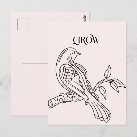 Illustratie van abstracte lijntekenvogel briefkaart (Voorkant / Achterkant)