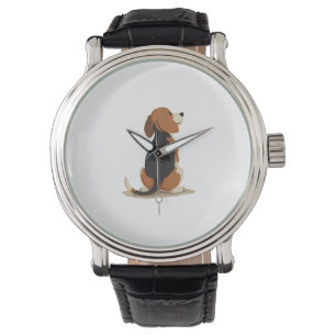 Illustratie van achteraanzicht van vintage Beagle Horloge