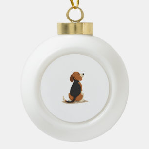 Illustratie van achteraanzicht van vintage Beagle Keramische Bal Ornament
