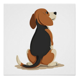 Illustratie van achteraanzicht van vintage beagle perfect poster