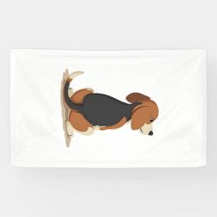 Illustratie van achteraanzicht van vintage Beagle Spandoek