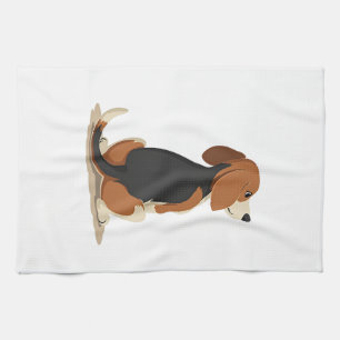 Illustratie van achteraanzicht van vintage Beagle- Theedoek