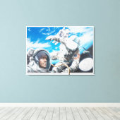 Illustratie van Amerikaanse astronauten in de ruim Canvas Afdruk (Insitu (Houten vloer))