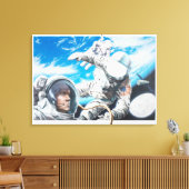 Illustratie van Amerikaanse astronauten in de ruim Canvas Afdruk (Insitu (Woonkamer))