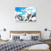 Illustratie van Amerikaanse astronauten in de ruim Canvas Afdruk (Insitu (Slaapkamer))