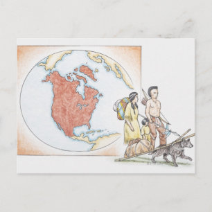 Illustratie van Amerikaanse Indiase familie vooraa Briefkaart