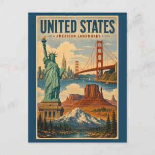 Illustratie van Amerikaanse oriëntatiepunten in de Briefkaart