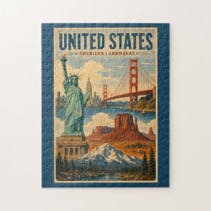 Illustratie van Amerikaanse oriëntatiepunten in de Legpuzzel