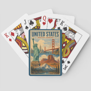 Illustratie van Amerikaanse oriëntatiepunten Pokerkaarten