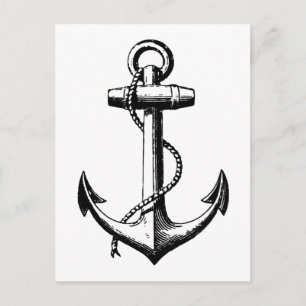 Illustratie van anker in vintage nautische stijl briefkaart