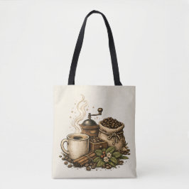 Illustratie van antieke koffiekop tote bag