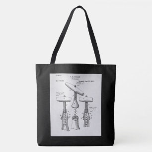 Illustratie van antieke kurkentrekker tote bag