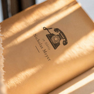 Illustratie van antieke telefoon Ex Libris-boek Zelfinktende Stempel