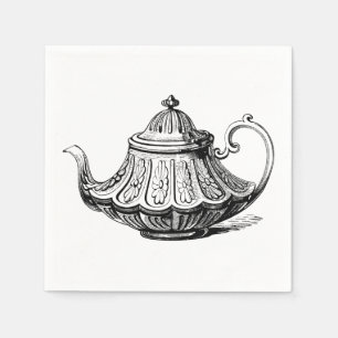 Illustratie van antieke theepot servet