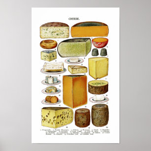 Illustratie van antieke Victoriaanse kaasvariëteit Poster