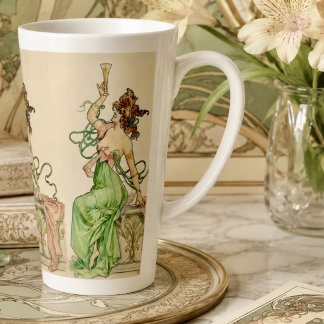 Illustratie van Art Nouveau champagne dames in vin Latte Mok