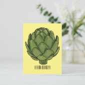 Illustratie van Artichoke cartoon Briefkaart (Staand voorkant)
