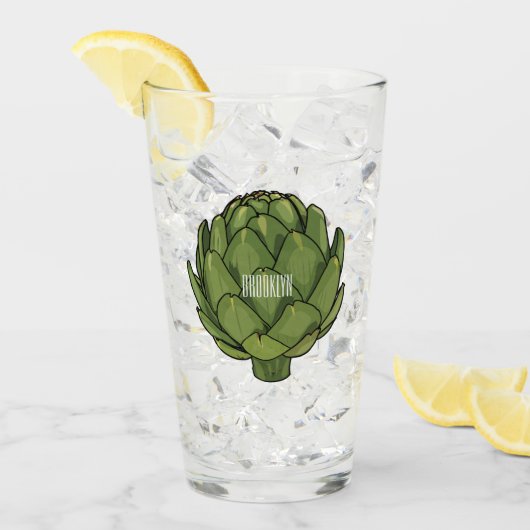 Illustratie van Artichoke cartoon Glas (Voorkant ijs)
