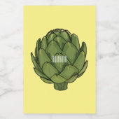 Illustratie van Artichoke cartoon Voedselcontainer Etiket (Enkel label)