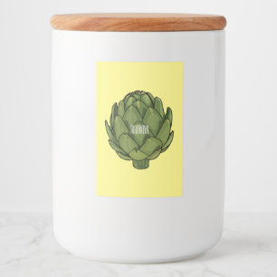 Illustratie van Artichoke cartoon Voedselcontainer Etiket