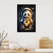 Illustratie van astronaut panda beer poster (Keuken)
