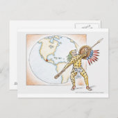 Illustratie van Aztec Jaguar Warrior Briefkaart (Voorkant / Achterkant)