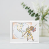 Illustratie van Aztec Jaguar Warrior Briefkaart (Staand voorkant)
