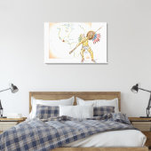 Illustratie van Aztec Jaguar Warrior Canvas Afdruk (Insitu (Slaapkamer))