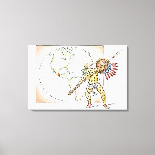 Illustratie van Aztec Jaguar Warrior Canvas Afdruk (Voorkant)