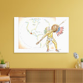 Illustratie van Aztec Jaguar Warrior Canvas Afdruk (Insitu (Woonkamer))