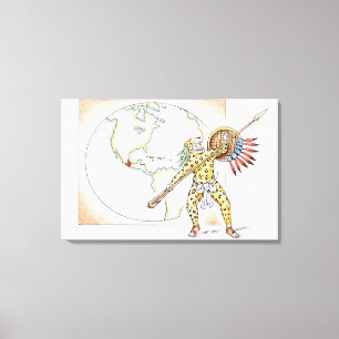 Illustratie van Aztec Jaguar Warrior Canvas Afdruk