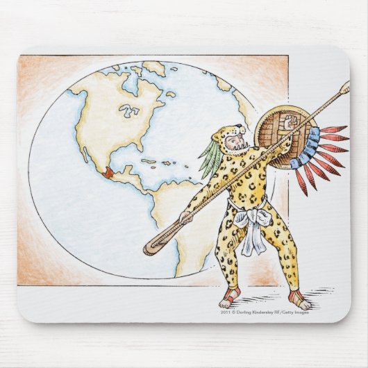 Illustratie van Aztec Jaguar Warrior Muismat (Voorkant)
