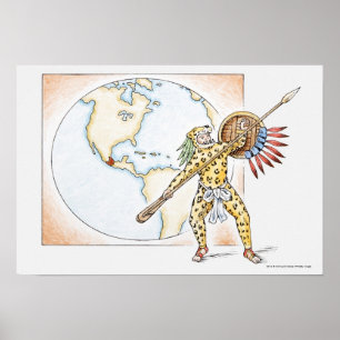 Illustratie van Aztec Jaguar Warrior Poster