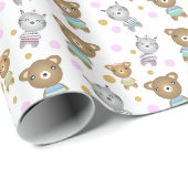 Illustratie van Babybeer en Zebra Cadeaupapier (Rol Hoek)