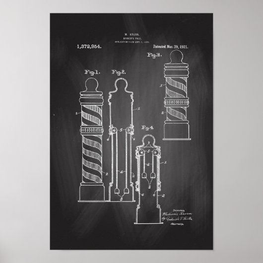 Illustratie van Barber Pole Chalkboard-patentafdru Poster (Voorkant)