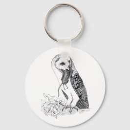 Illustratie van Barn Owl op knoptoetsencombinatie Sleutelhanger