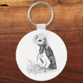 Illustratie van Barn Owl op knoptoetsencombinatie Sleutelhanger (Voorkant)