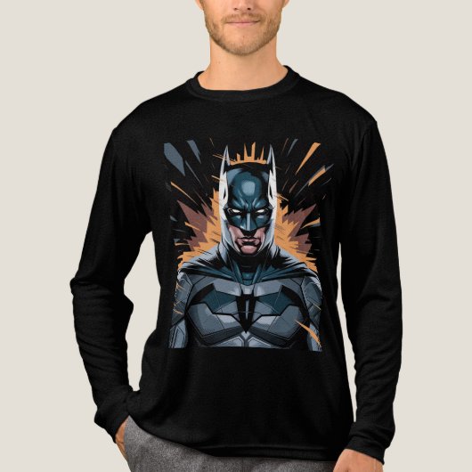 Illustratie van Batman in een dynamische pose Tri-Blend Shirt (Voorkant volledig)
