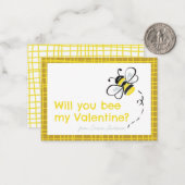 Illustratie van 'Bee My Valentine' voor klasgenote Notitiekaartje (Voorkant / Achterkant in situ)