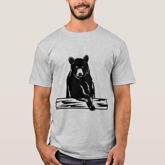 Illustratie van Beer dat op log rust T-shirt (Voorkant)